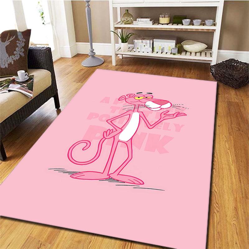 Tappeto Rosa Pantera per Soggiorno Camera da Letto Casa Decorazione Divano, Tappetino Antiscivolo per Giochi Bambini