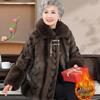 Cozy Retro Fleece-Lined Coat for Elderly Women - Fashionable Autumn/Winter Outerwear for Ages 60-70