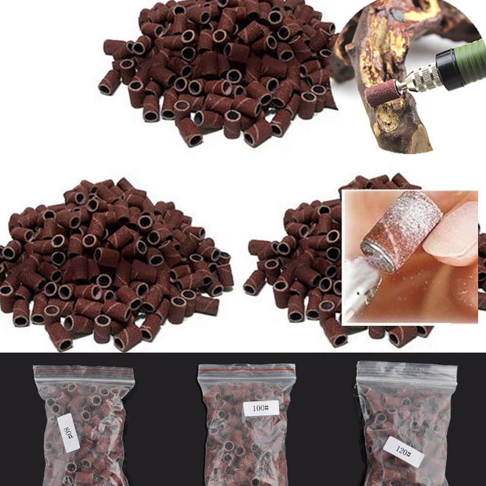 100pcs Nail Art Sanding Bands For Electric Nail Drill Machine Manicure Pedicure Grinder Milling Cutters 80"120"180" Sand Ring