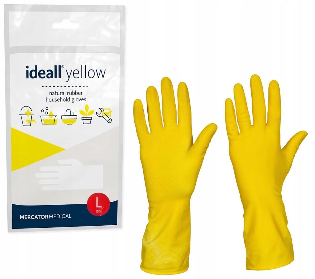 Latex Household Gloves / Yellow / Size: 9 - / Ideall Yellow - 12 Pcs