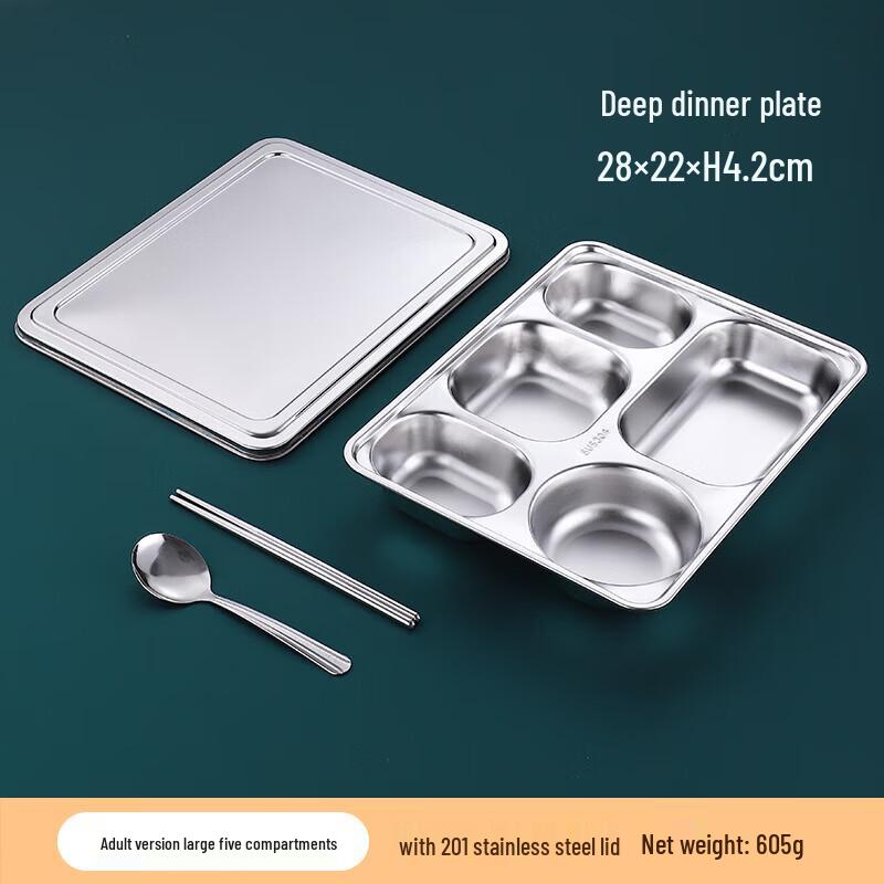 

Stainless Steel Deep Divided Canteen Tray with Lid