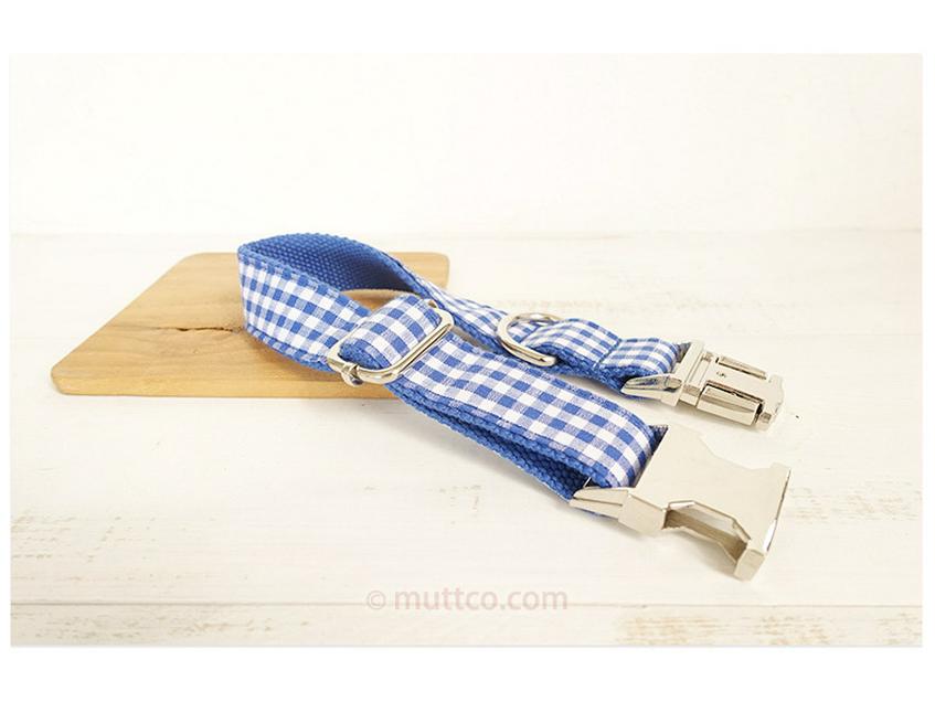 Blue Plaid Dog Collar and Leash Set with Innovative Design