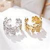 Golden Flower Pattern Retro Ring: Elegant, High-End Hand Jewelry for Women