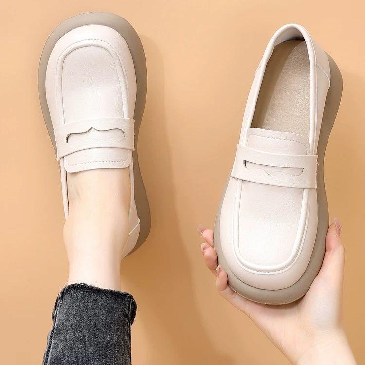 

Туфли на мягкой подошве с одним ремешком, удобные одинарные туфли с мелким вырезом, универсальные для весны и лета, маленькие кожаные туфли для работы 40 бежевый