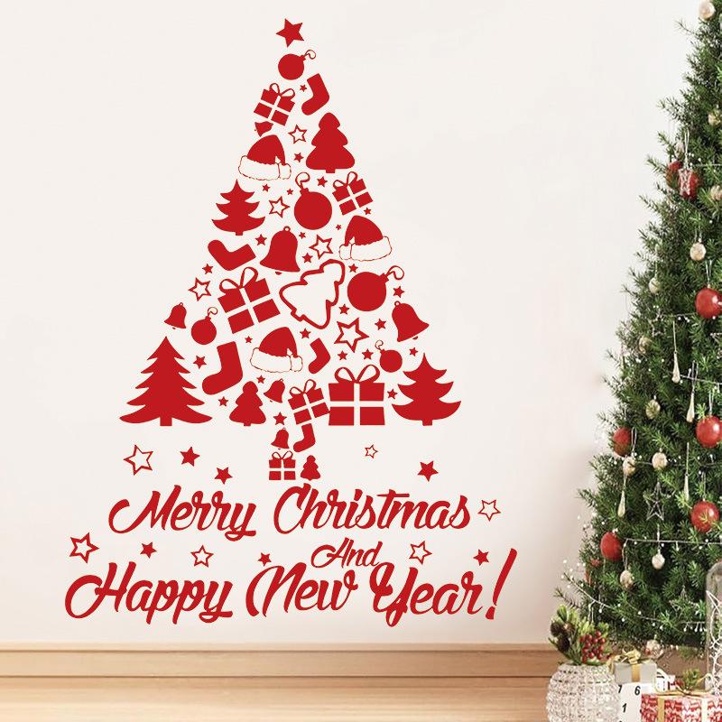 Christmas Decorations, Letters, Christmas Trees, Living Room Walls, Home Stickers, Self-adhesive Holiday Atmosphere, Window Stickers