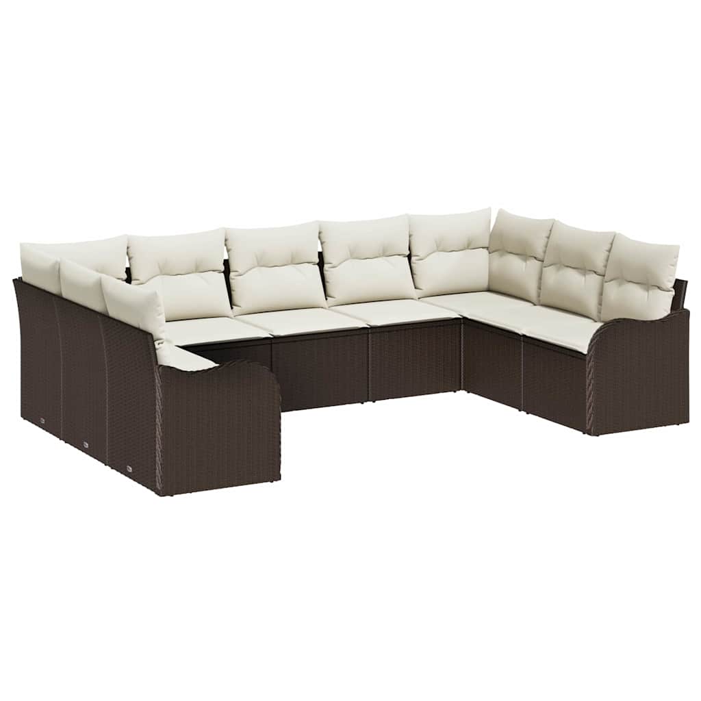 Garden Sofa Set Brown Poly Rattan
