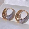 ZAKOL Hip Hop Fashion Gold Color Hoop Earrings for Girls Delicate Geometric Shiny Zirconia Party Zircon Women's Accessories