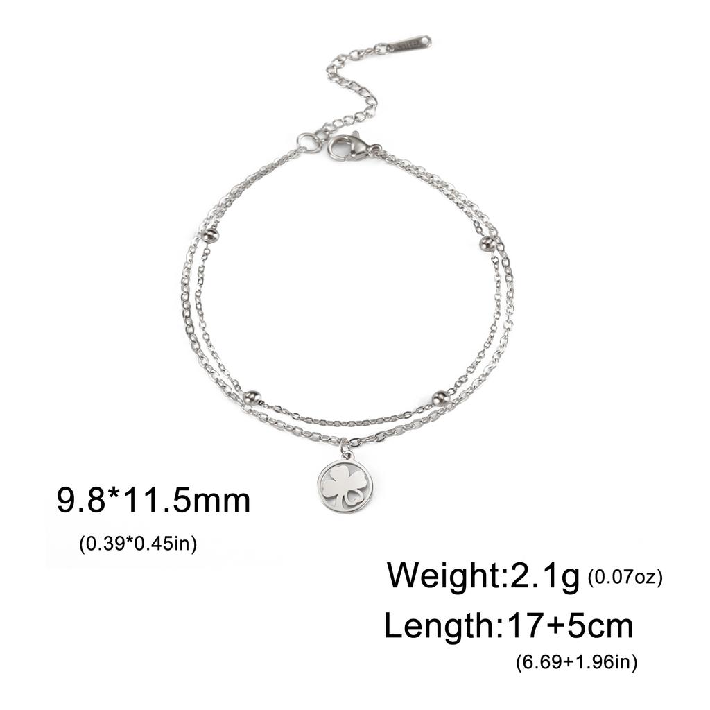 Cazador Four Leaf Clover Bracelet for Women Stainless Steel Lucky Jewelry Double Chain Bracelet on Hand Birthday Gift 2026 New
