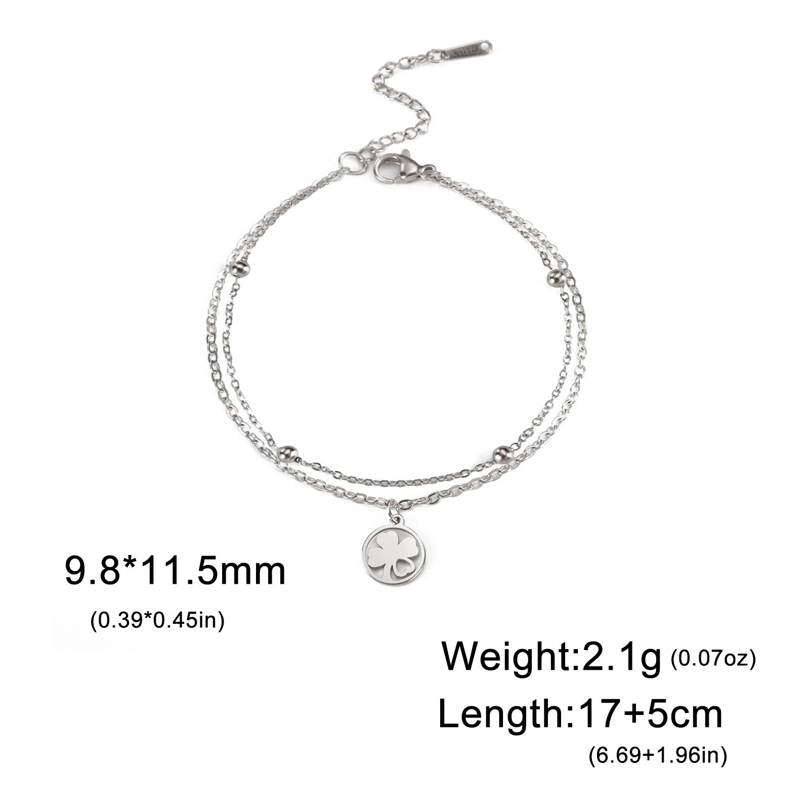 

Cazador Four Leaf Clover Bracelet for Women Stainless Steel Lucky Jewelry Double Chain Bracelet on Hand Birthday Gift New 17 -22 cm