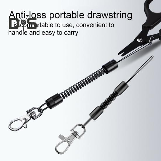 Fishing Scissor with Anti-lost Hand Rope Sharp Serrated Blade Compact Design Portable Multi-functional Metal Scissor