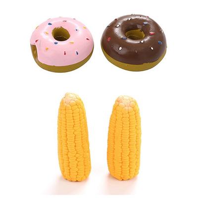 Dingdong Pet evcil hayvan oyuncağı mısır 2 adet + donut 2 adet set, karışık renkler, 1 set