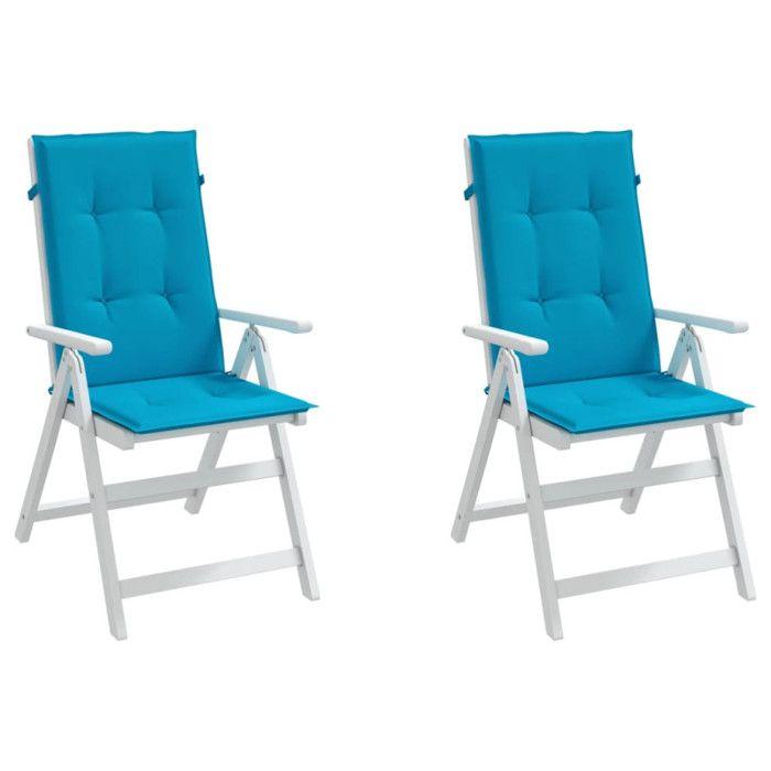 VidaXL Garden Chair Cushions High Back Set of 2 Blue Fabric 43183