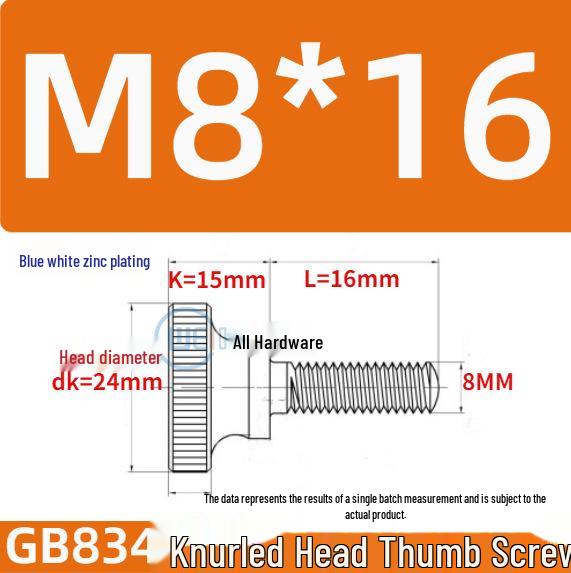 GB834 High Head Knurled Hand-Tightening Screw with Large Toothed Round Head