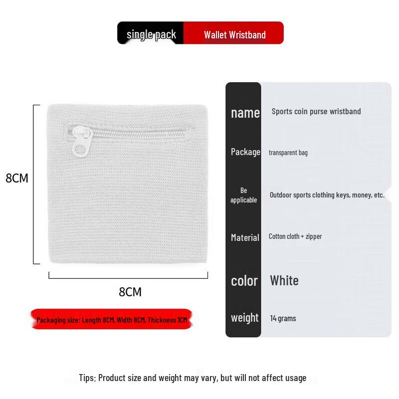 

WEZHO Sweat-Absorbent Zipper Wrist Pouch