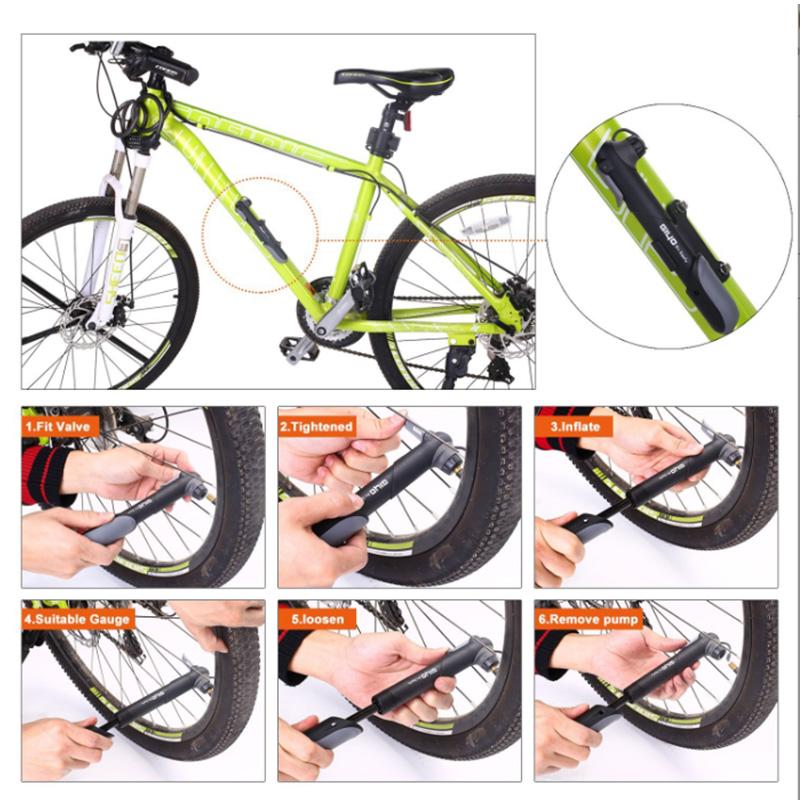 Mini Bike Hand Pump 120PSI With Pressure Gauge, Portable Inflator For MTB Road Bike Ball Toy Tire, Fits Presta & Schrader Valve