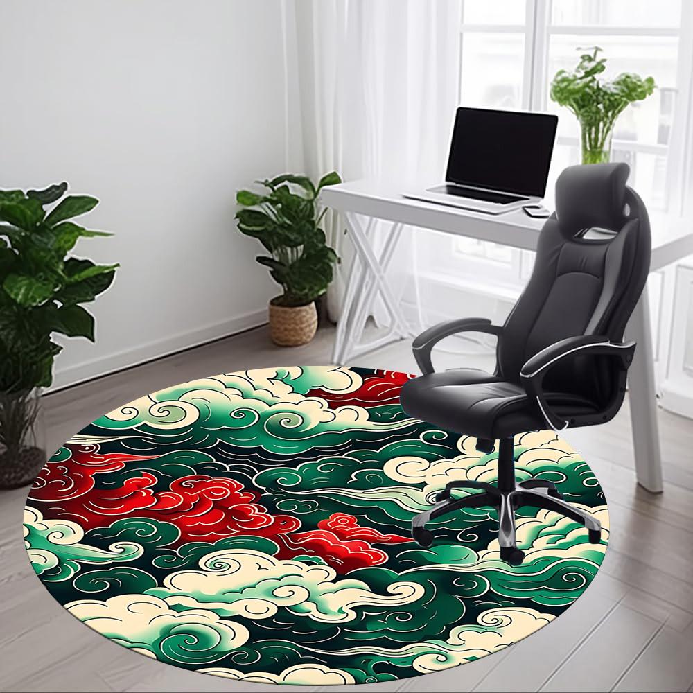 1PC Clouds, Traditional Pattern Office Round Rug, Non slip, Soft and Durable Office Rug for Interior Decoration, Perfect for Office