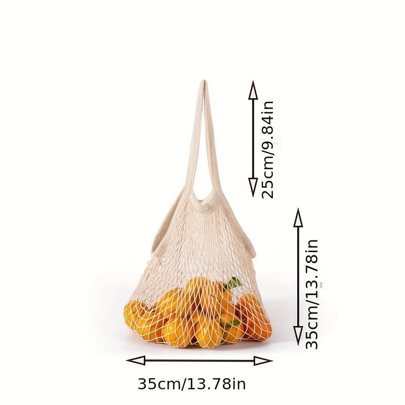 1pc Portable Pure Cotton Mesh Bag, Full Cotton Drawstring Fruit and Vegetable Storage Tote with Handle