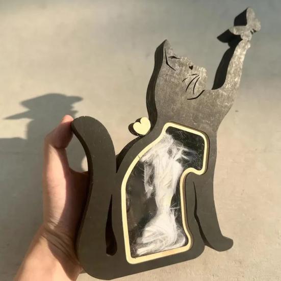 Caja Conmemorativa para Pelo de Mascota Superficie para Grabado DIY Caja de Recuerdos Hecha a Mano Ventanas Antimanchas Compartimento Sellable Caja para Pelo de Mascota
