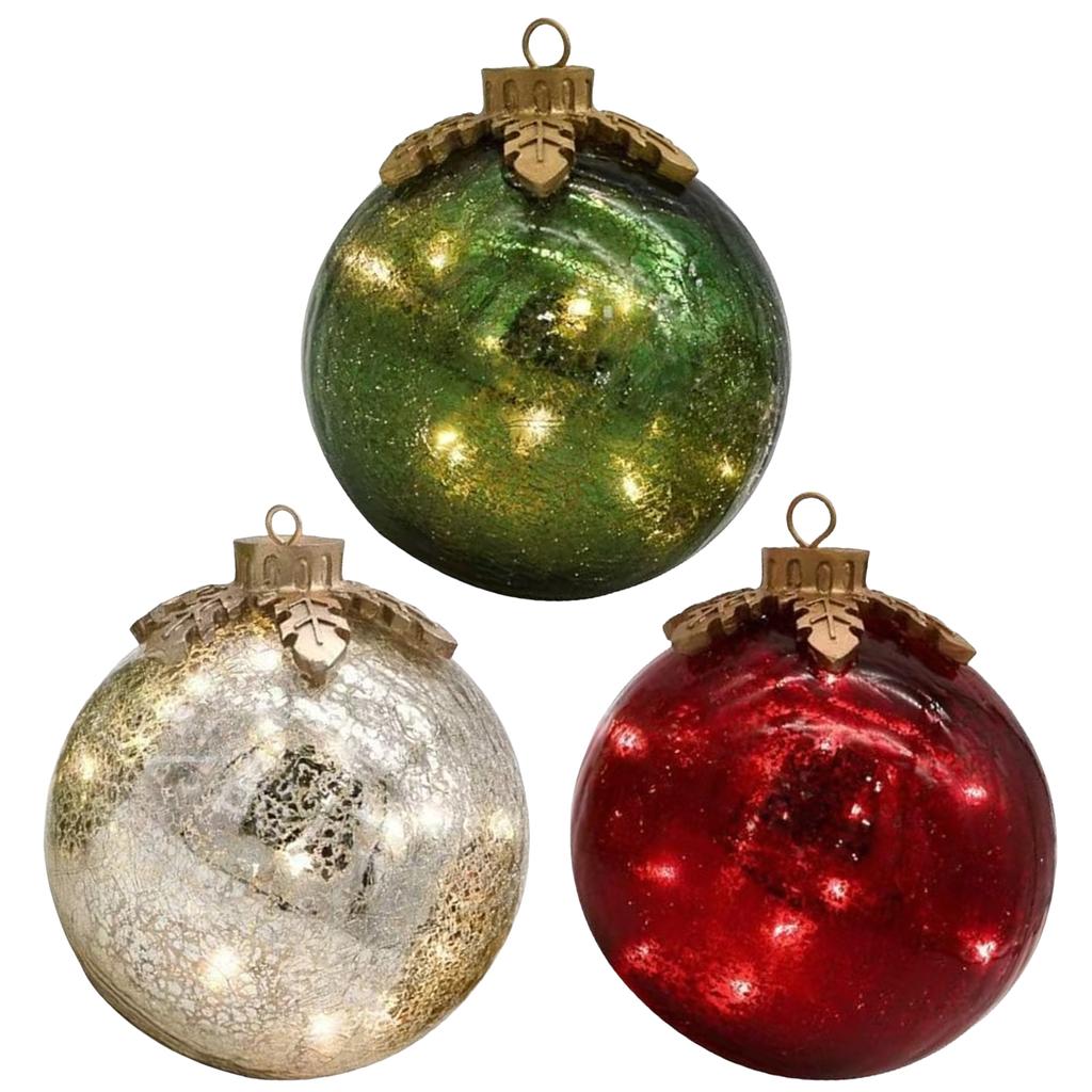 LED Glass Christmas Ball Ornaments Battery Powered Tabletop Christmas Decorations Christmas Decorative Lamp for Home Decor