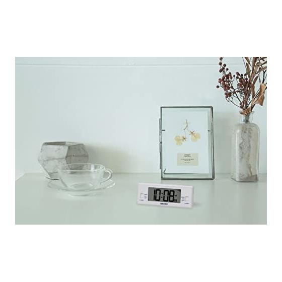 Seiko Clock Alarm Clock Table Clock Digital Radio Wave White 48 x 123 x 30mm SQ321W