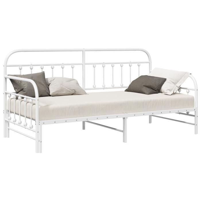 Cadre de Lit Daybed vidaXL avec Lit Gigogne Blanc 100x190 cm en Acier 42002653