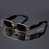 1pc Trendy Vintage Punk Rectangle Metal Frame UV400 Sunglasses Square Sun Shade Eyewear for Women Men Beach Vacation Eyeglasses