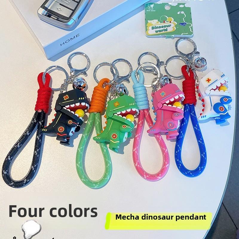 Silicone Dinosaur Keychain Fun Mechanical Keyring For Kids Bag And Car Keys