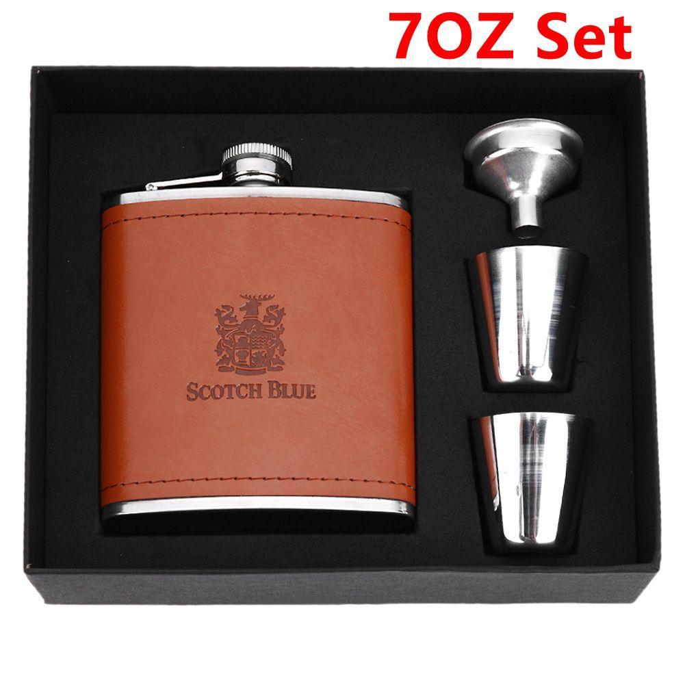 8oz Stainless Steel Alcohol Hip Flasks Faux Leather Whiskey Wine Bottle Funnel Cups Kit