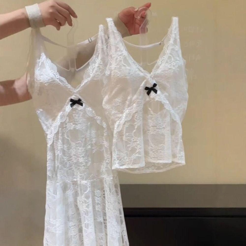 Polyester Lace-up Short Skirts V-neck Beachwear New Hollow Out Camisole  Women