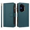 For Honor 400 5G (Global) Leather Case 9 Card Slots Zipper Wallet Stand Phone Cover with Wrist Strap