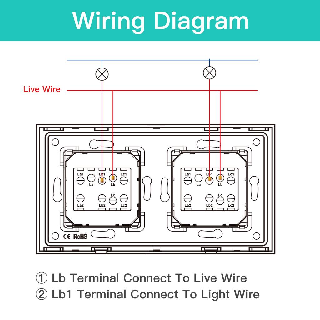 BSEED Double 1/2/3Gang Wall Light Switches 1Way Mechanical Button Switch On Off Glass Panel EU Standard 157mm