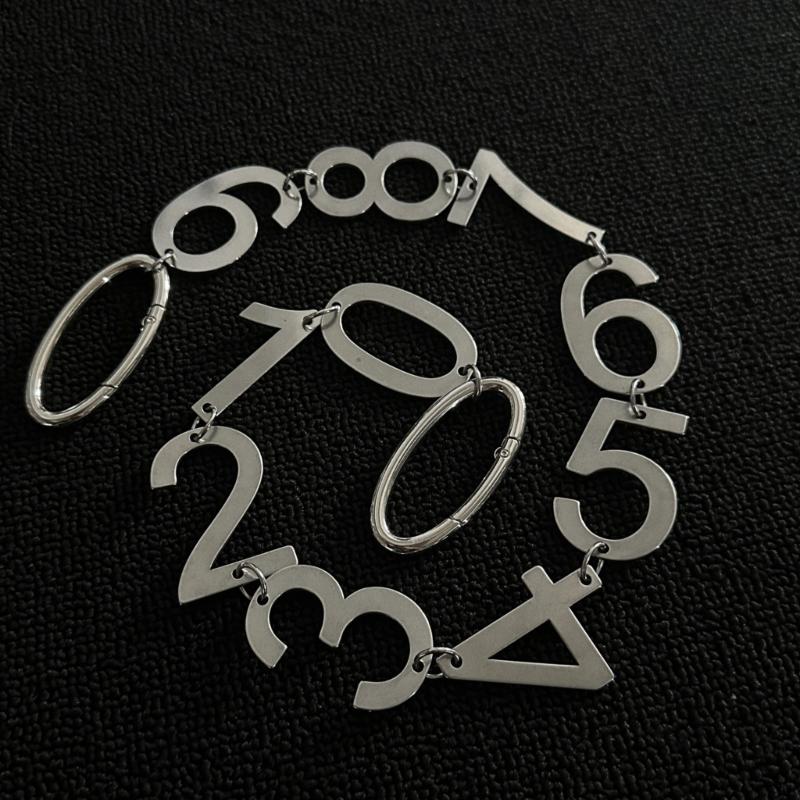 Silver-Tone Metal Pants Chain for Men and Women, Number-Shaped Linked Design with Connecting Rings for Punk, Techwear, and Stage Outfits