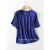 Special Offer! Foreign Trade Original Order Minimalist Pure Color Short-Sleeved Rayon Viscose Chiffon Shirt Drape Pullover Tops Women's Summer