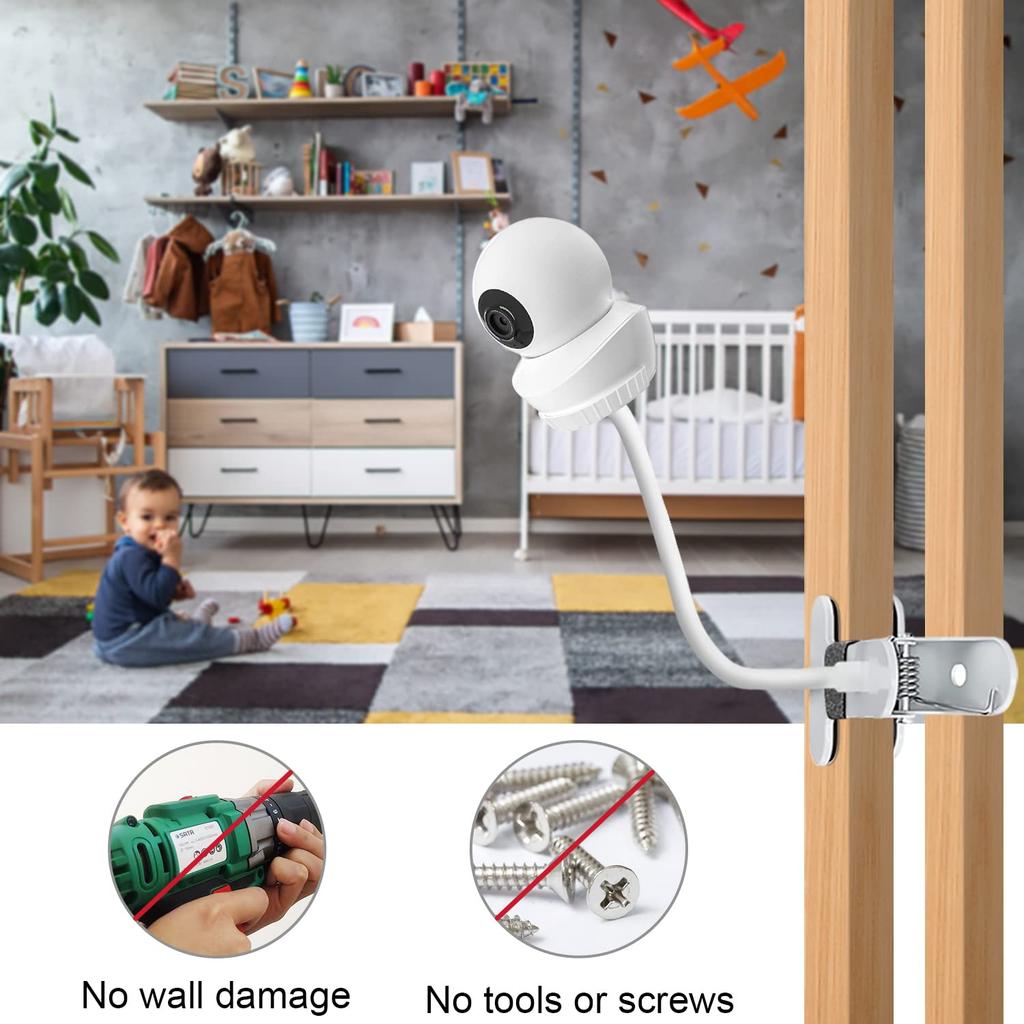 AOZTSUN Baby Monitor Mount, Compatible with Babysense HD S2/V43 Monitor and Other Baby Monitors, 1/4" Screw Hole, 15.7-inch Flexible Clip Clamp Mount,