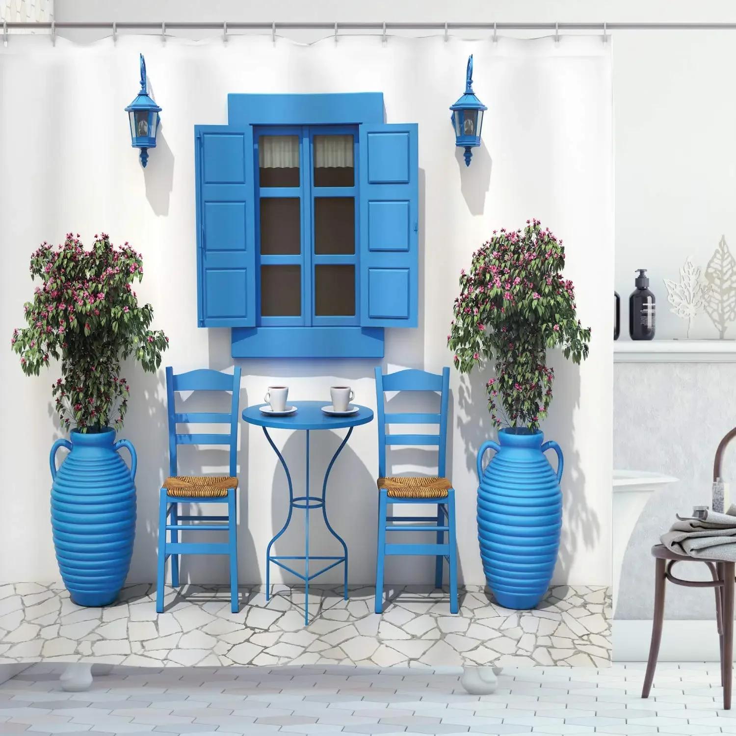 

Водонепроницаемая занавеска для душа Витражное стекло Луговой цветок Стрекоза Полиэстеровая ткань Занавеска для ванной Главная el Ванная комната Занавеска для душа W300xH180cm