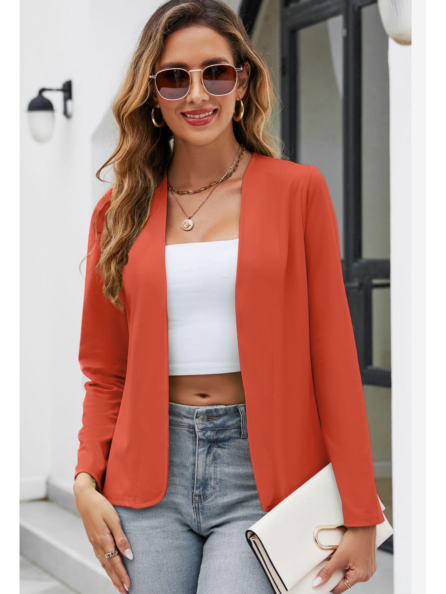

2026 Bestseller Slim Fit Long Sleeve Collarless Cardigan Blazer Jacket S