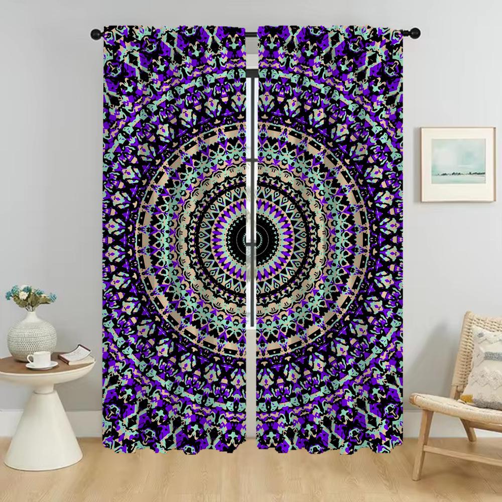 Partition Trippy Vibrant Mandalas Curtains for Living Room Curtain Shades Tulle for Bedroom Home Interior Curtains 2 Pieces