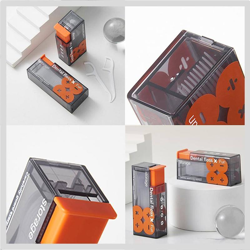 Portable Dental Floss Box Automatic Pop Up Floss Dispenser Press Type Travel Disposable Toothpick Floss Stick Holder