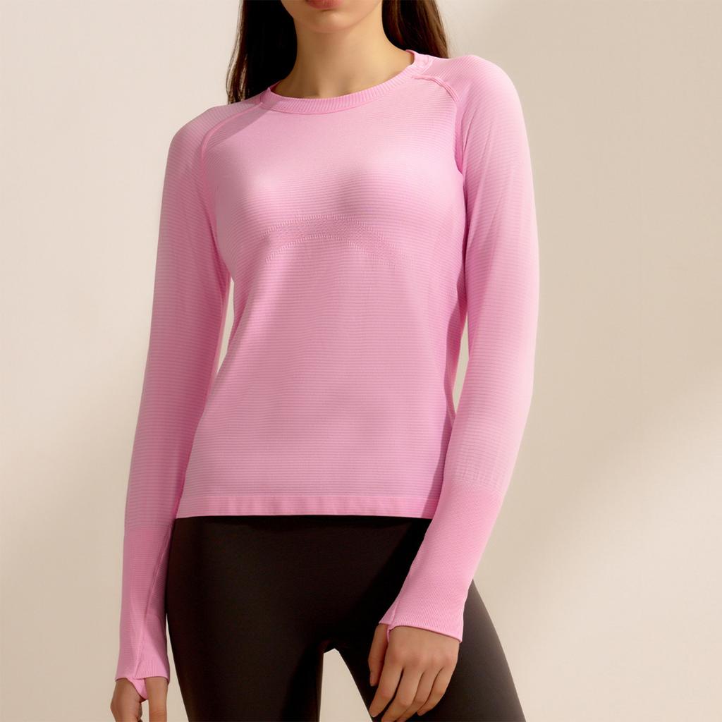 Dámská jednobarevná fitness souprava slim fit s návleky na prsty sportovní top s dlouhým rukávem