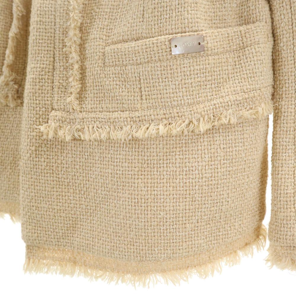 FOXEY Made In Japan 7 Minutes Sleeve Basketweave No Color Jacket 38 Beige Women Used