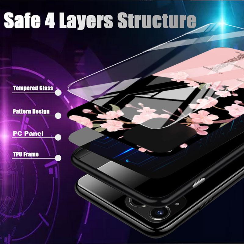 Custom Cherry Blossom Flower Initial Glass Case For Apple iPhone 14 13 Pro 11 12 7 8 Plus SE 2022 XR X XS Max 6 6S Phone Cover