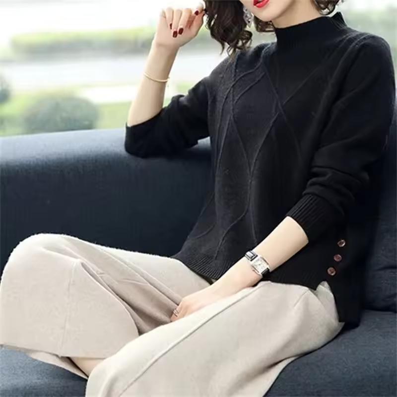 

Осенне-зимний свитер с высоким воротом женский с длинным рукавом мягкий пуловер женский вязаный топ джемпер женский базовый One Size