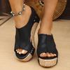 Fashion Women Slippers Summer Open Toe Beach Wedge Sandals Non-slip Thick-soled Women Shoes Retro Slip on Outdoor Slippers Slides Women