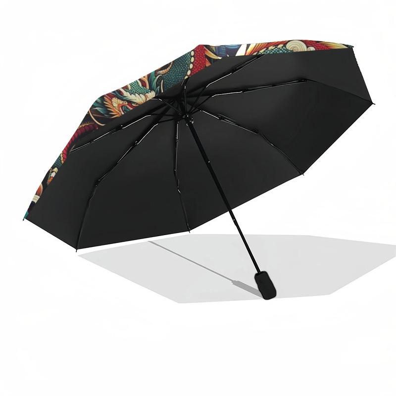 1pc Dragon Pattern Automatic Folding Umbrella - Compact 8-Rib Design,Perfect Gift for Friends & Family yy250926050