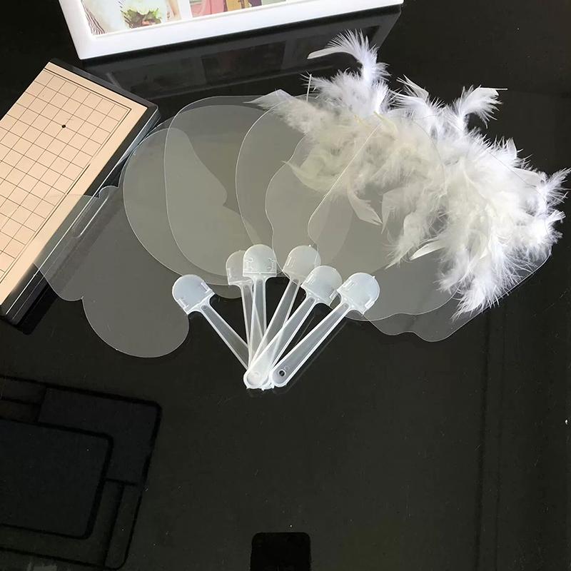 5Pcsmini Transparent Blank Fan Children Diy Blank Hand Fan Stage Performance Hand Fan Decor For Diy Craft Make Hand Graffiti Fan