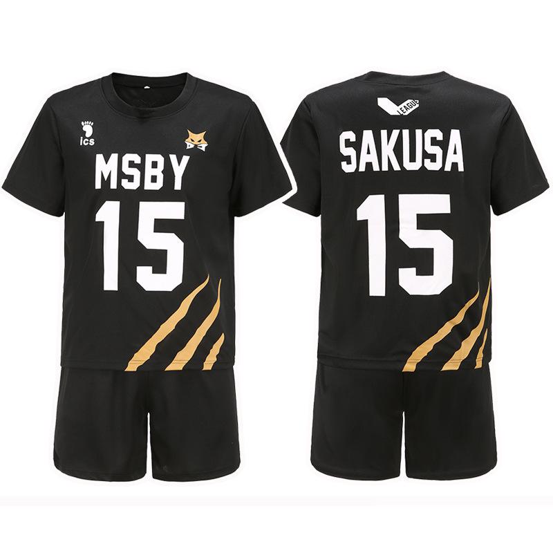 

Haikyuu!! Karasuno High School Black Wolves Team Short-Sleeve Cosplay Jersey Set M
