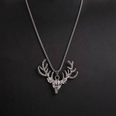 Collier Hip Hop pour Homme Pendentif Cerf - Punk Vintage Street Accessoires de Couple - Bijoux Cool et Tendance pour Hommes et Femmes