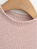 Women's Elegant Ribbed Knit Bodycon Dress - Pink, Long Sleeve, Mid-Length, Summer Style