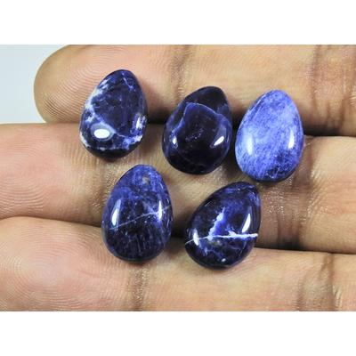 10x14MM Natürlicher Blauer Sodalith Mandelform Cabochon Edelstein 5er Set 23 Karat. A-535