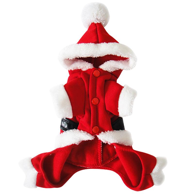 Pet Christmas Suits with Hats, Holiday Dog Clothes, Four-legged Santa Claus Dog Costumes
